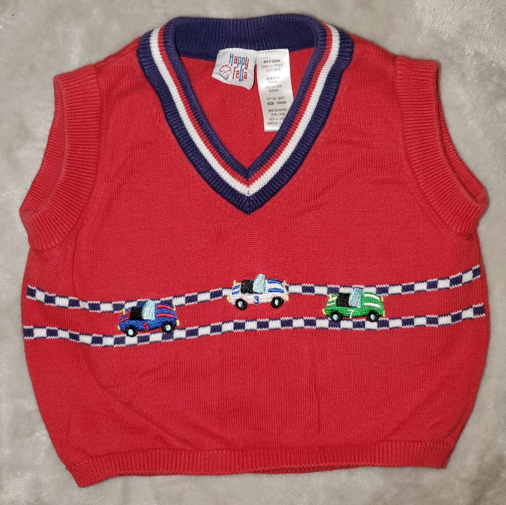 5 for $25 | Vintage Happy Fella Racecar Track Boys Sweater Vest